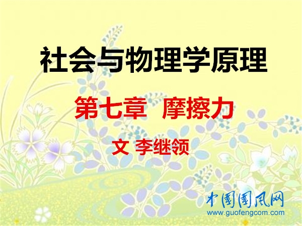 社会与物理学原理 ·第七章 摩擦力