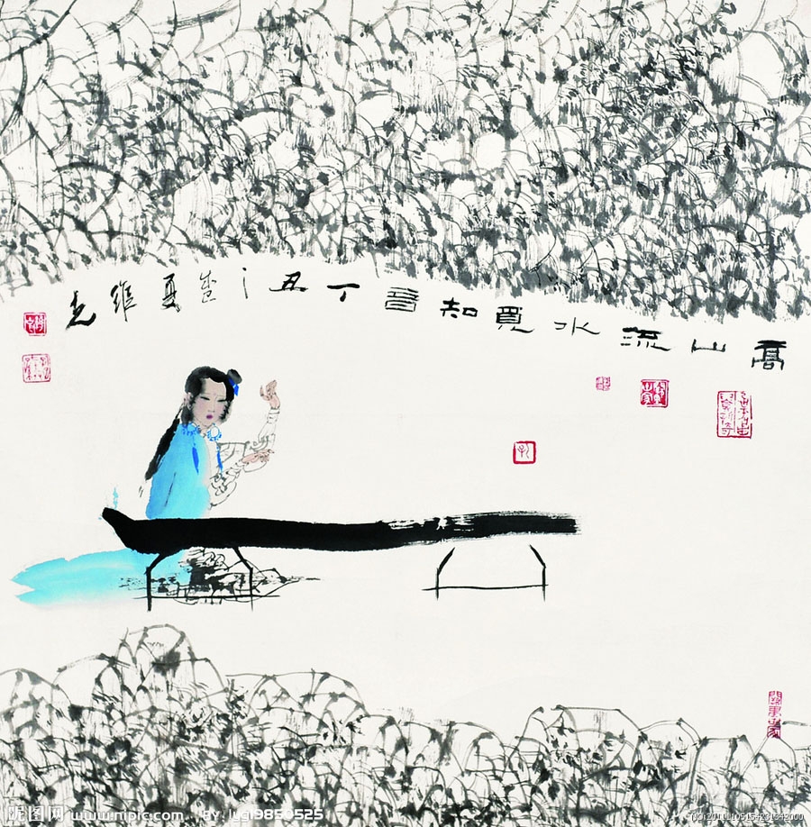 高山流水抚琴图 高山流水抚琴图