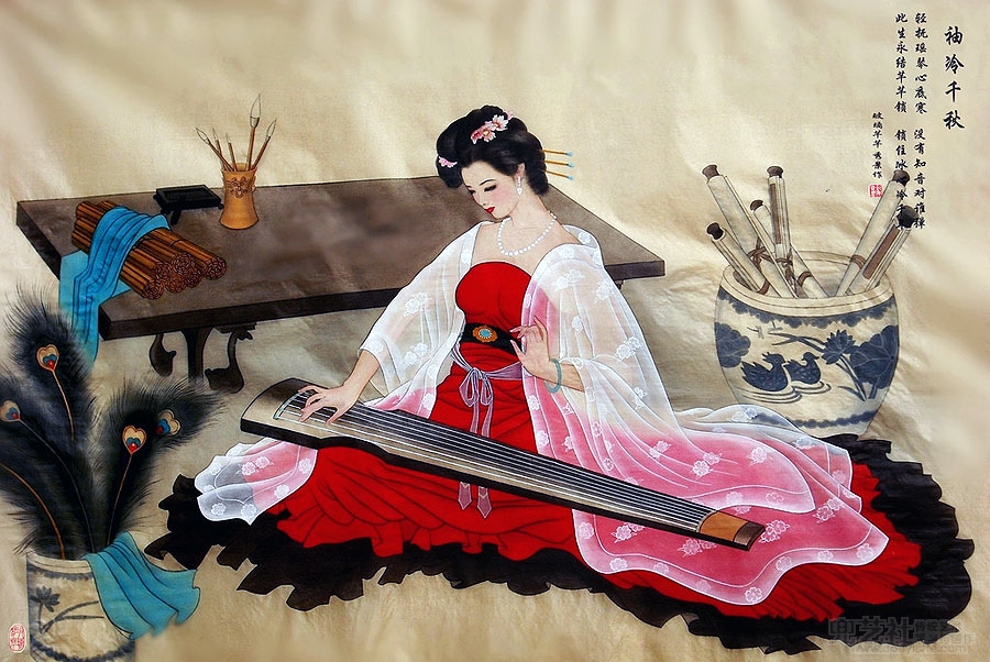 《袖冷千秋》美女抚琴图 《袖冷千秋》美女抚琴图